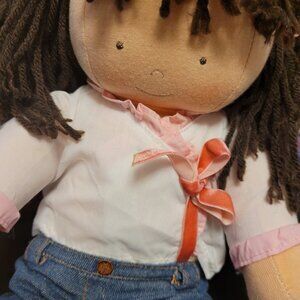 Pottery Barn Kids Chloe Cloth Rag Doll 15" Soft Bendable Legs Brown Hair Ex Con